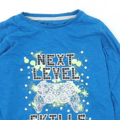 urban dept Boys Blue Geometric Cotton Basic Casual Size 7 Years Round Neck Pullover - Next Level Skills