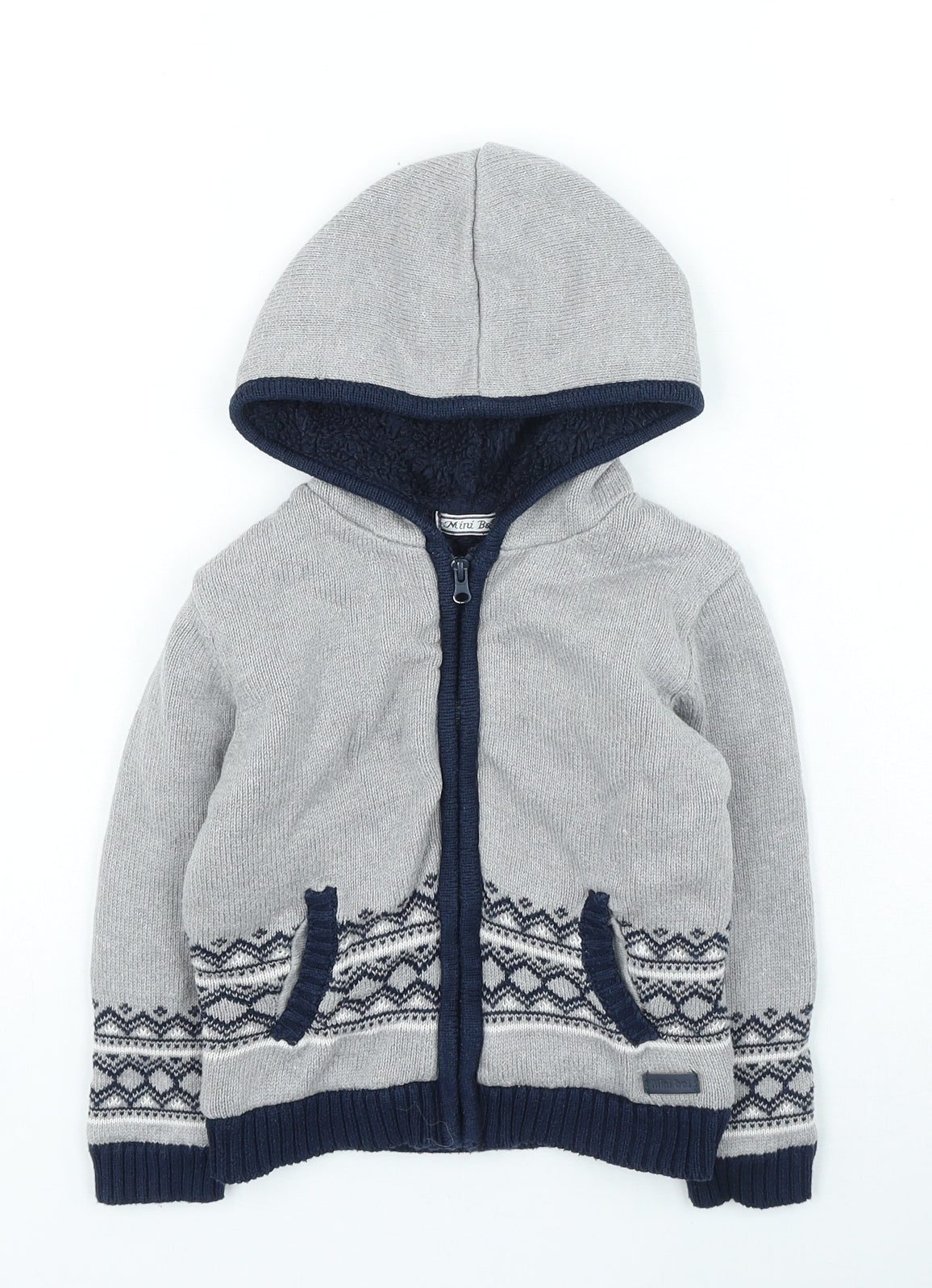 mini bol Boys Grey Geometric Jacket Size 3 Years Zip