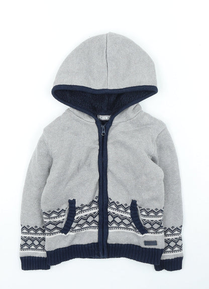 mini bol Boys Grey Geometric Jacket Size 3 Years Zip