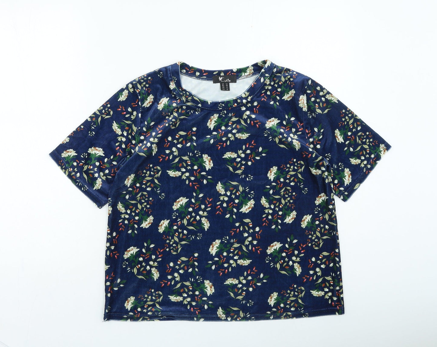 Womens UK Size 12 Cutie Blue Basic T-Shirt