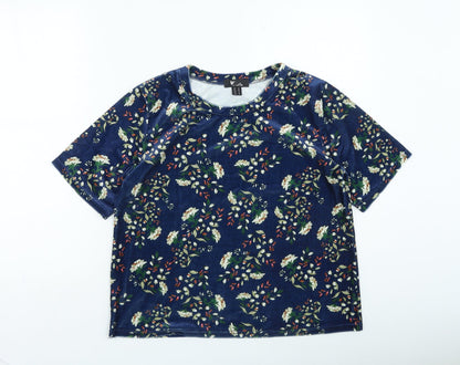 Womens UK Size 12 Cutie Blue Basic T-Shirt