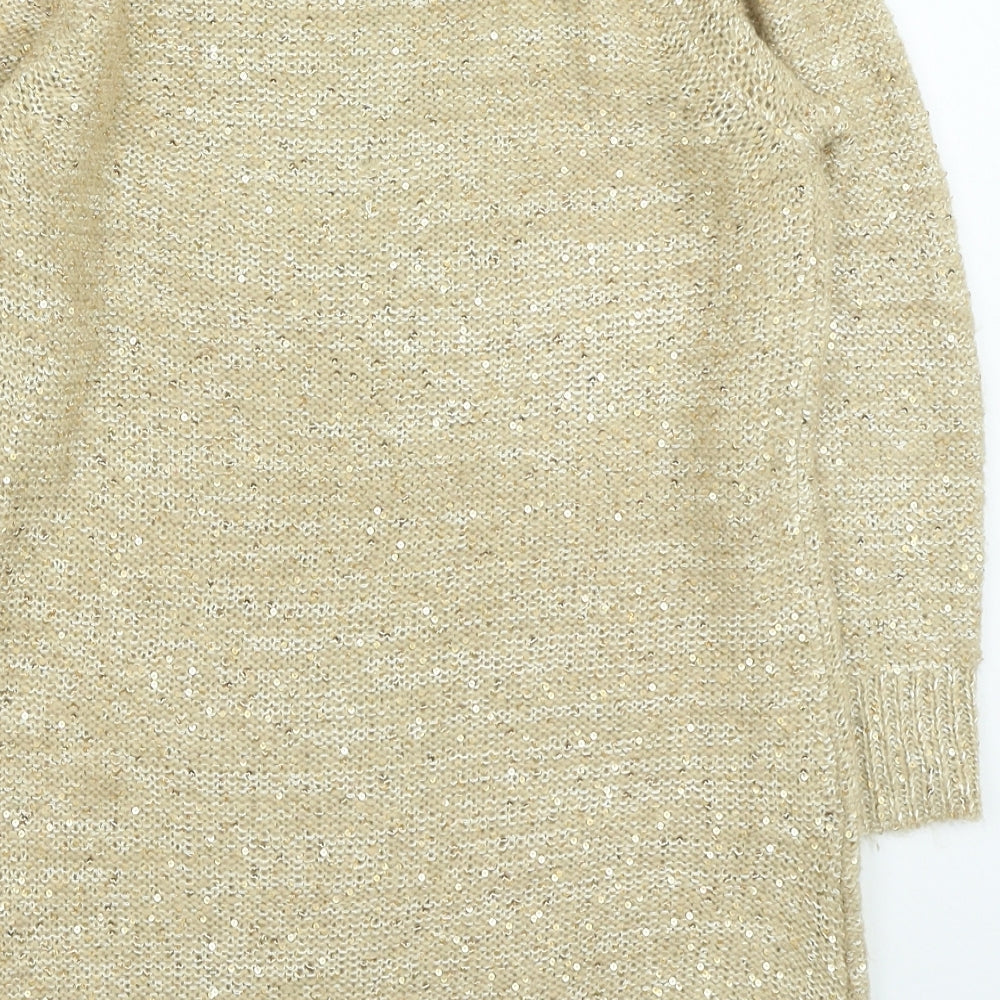 F&F Womens Gold Round Neck Polyester Pullover Jumper Size 14