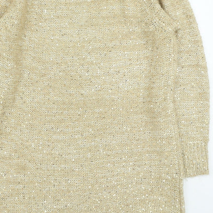 F&F Womens Gold Round Neck Polyester Pullover Jumper Size 14