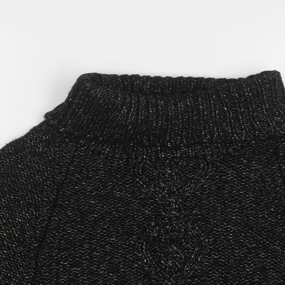 Aftershock Womens Black Roll Neck Acrylic Cape Jumper Size M