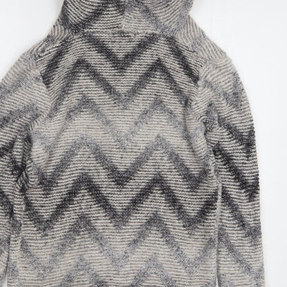 Select Womens Beige Geometric Polyamide Cardigan Hoodie Size 8 Tie