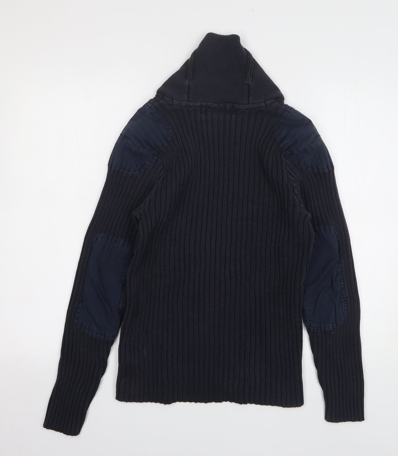 H&M Mens Blue High Neck Cotton Pullover Jumper Size M