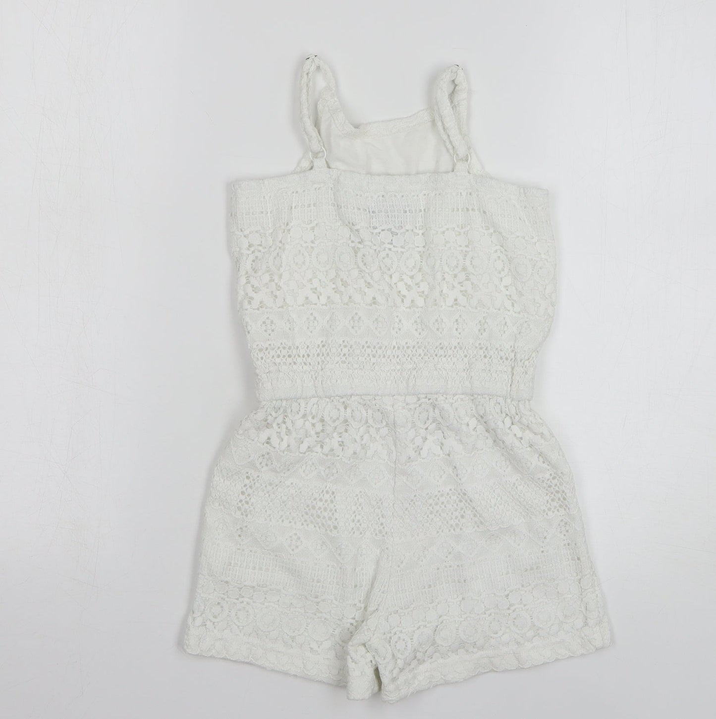 Gap Girls White Geometric Cotton Playsuit One-Piece Size 8-9 Years Pullover