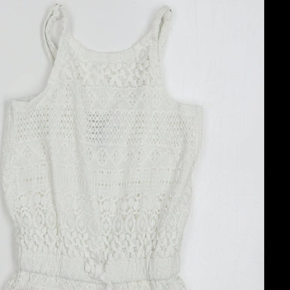 Gap Girls White Geometric Cotton Playsuit One-Piece Size 8-9 Years Pullover