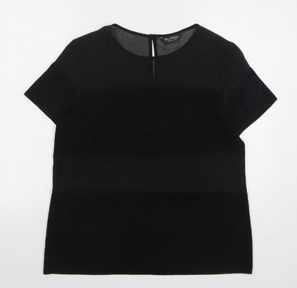 Miss Selfridge Womens Black Viscose Basic Blouse Size 12 Round Neck