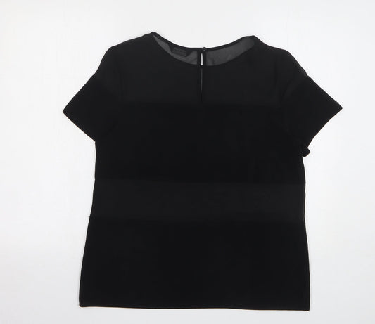 Miss Selfridge Womens Black Viscose Basic Blouse Size 12 Round Neck
