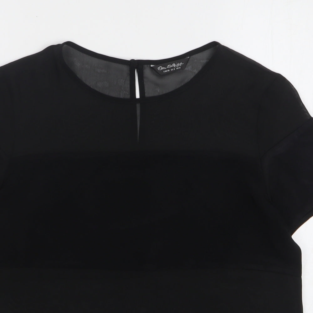 Miss Selfridge Womens Black Viscose Basic Blouse Size 12 Round Neck