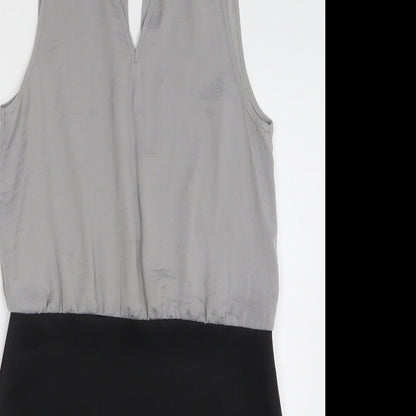 Dorothy Perkins Womens Grey Polyester Sheath Size 12 Round Neck Button
