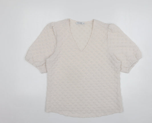 Womens UK Size 12 Gallery White Basic Blouse