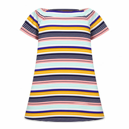 New Look Womens Multicoloured Striped Polyester A-Line Size 8 Boat Neck