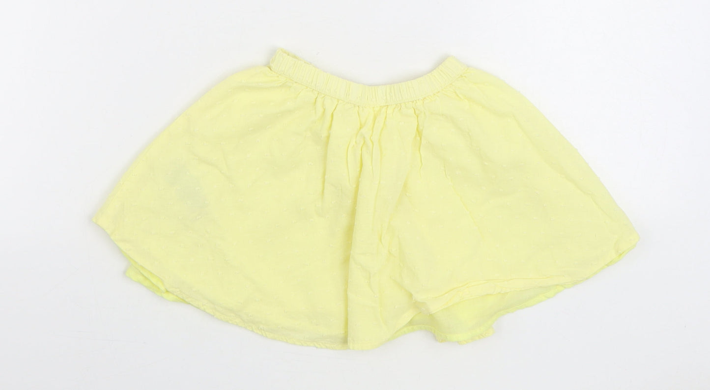 So Cute Girls Yellow 100% Cotton Pleated Skirt Size 18-24 Months