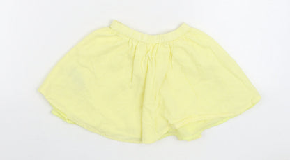 So Cute Girls Yellow 100% Cotton Pleated Skirt Size 18-24 Months