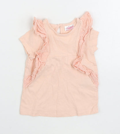 So Cute Girls Pink 100% Cotton Basic T-Shirt Size 12-18 Months Round Neck Button