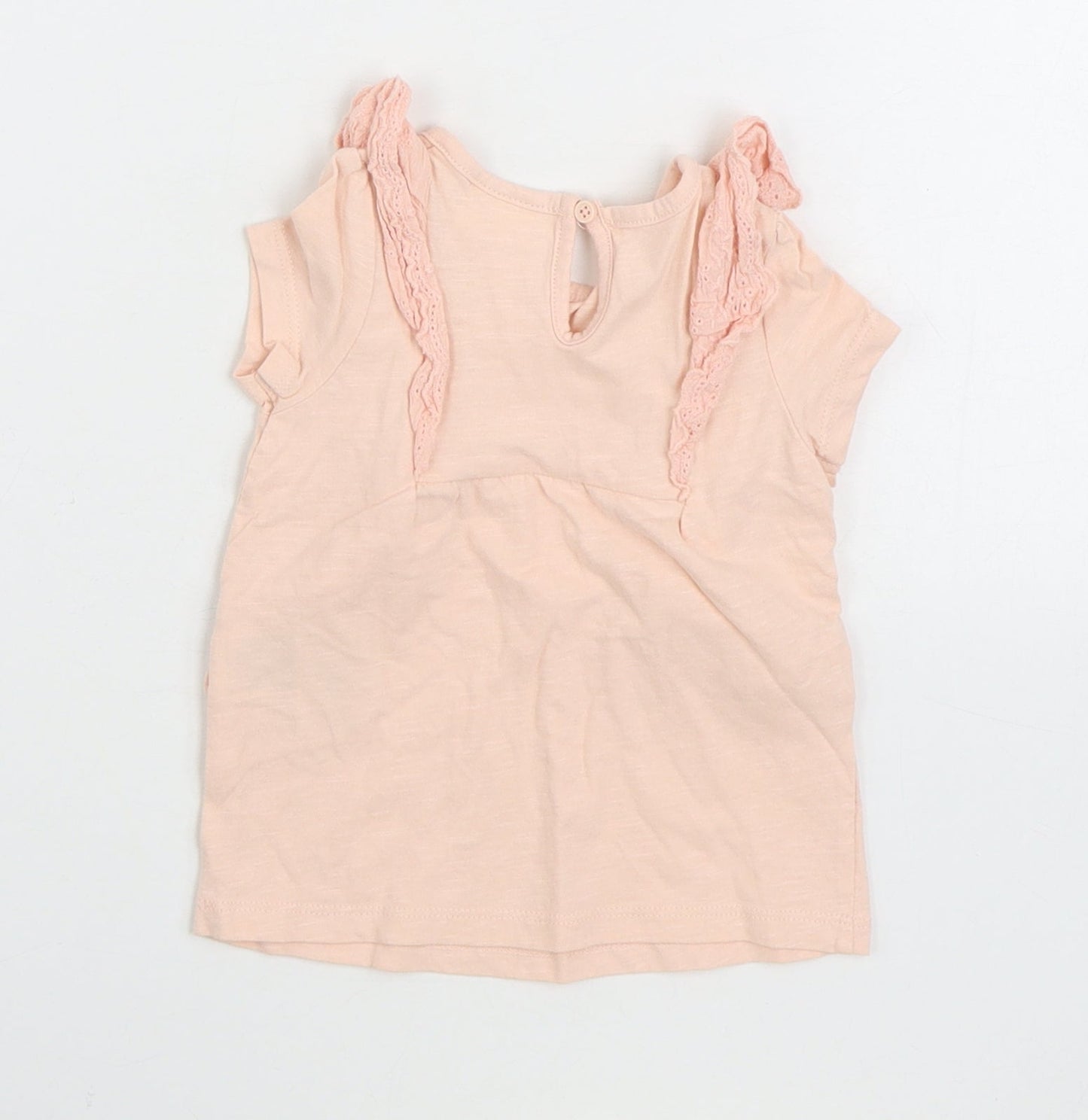 So Cute Girls Pink 100% Cotton Basic T-Shirt Size 12-18 Months Round Neck Button