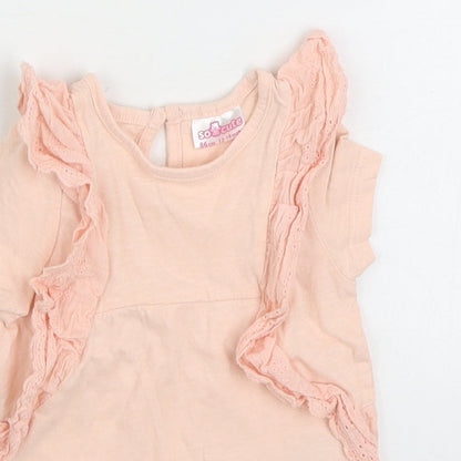 So Cute Girls Pink 100% Cotton Basic T-Shirt Size 12-18 Months Round Neck Button