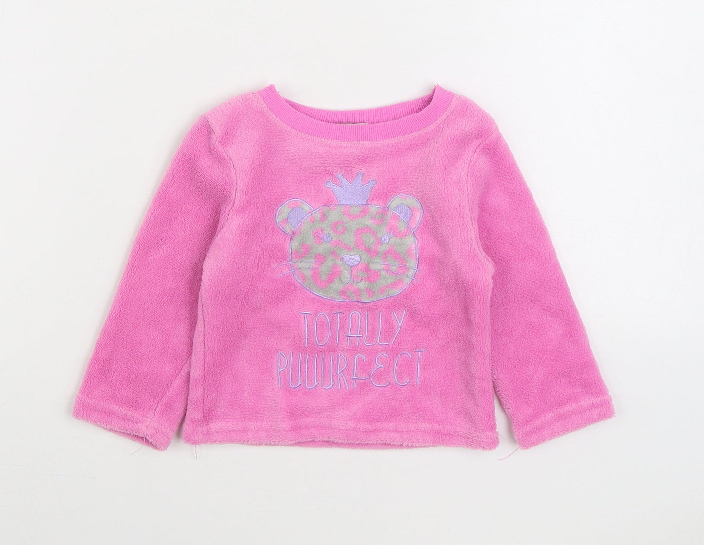 Crafted Girls Pink Solid Polyester Cami Pyjama Top Size 12-18 Months Pullover - Cat Lounge Top