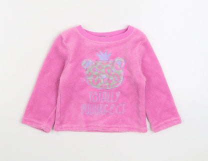 Crafted Girls Pink Solid Polyester Cami Pyjama Top Size 12-18 Months Pullover - Cat Lounge Top