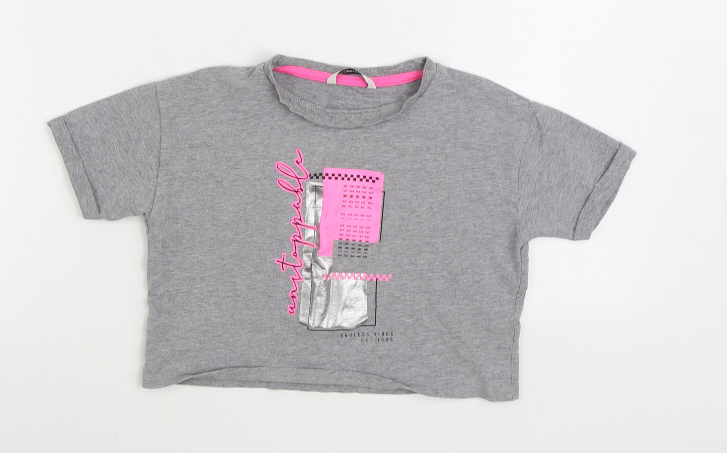 George Boys Grey Cotton Basic T-Shirt Size 7-8 Years Round Neck - Kindness is Power