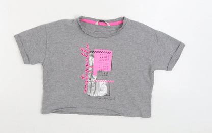 George Boys Grey Cotton Basic T-Shirt Size 7-8 Years Round Neck - Kindness is Power