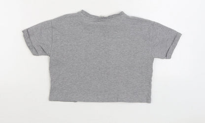 George Boys Grey Cotton Basic T-Shirt Size 7-8 Years Round Neck - Kindness is Power