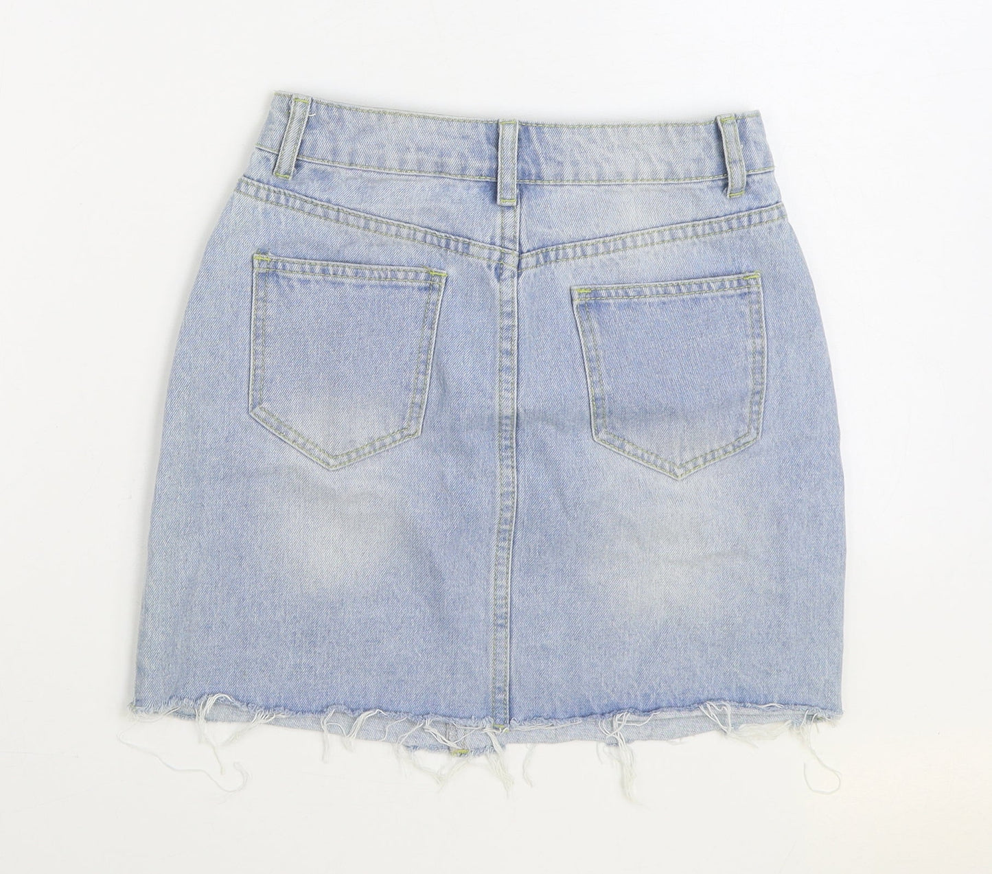 PRETTYLITTLETHING Womens Blue Cotton A-Line Skirt Size 4 Zip