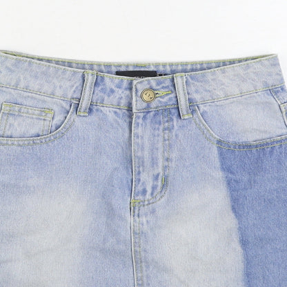 PRETTYLITTLETHING Womens Blue Cotton A-Line Skirt Size 4 Zip