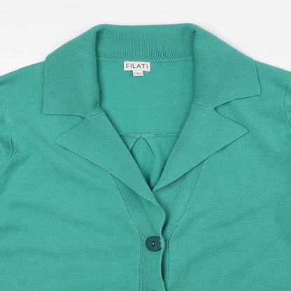 Filati Womens Green V-Neck Cardigan Jumper Size L