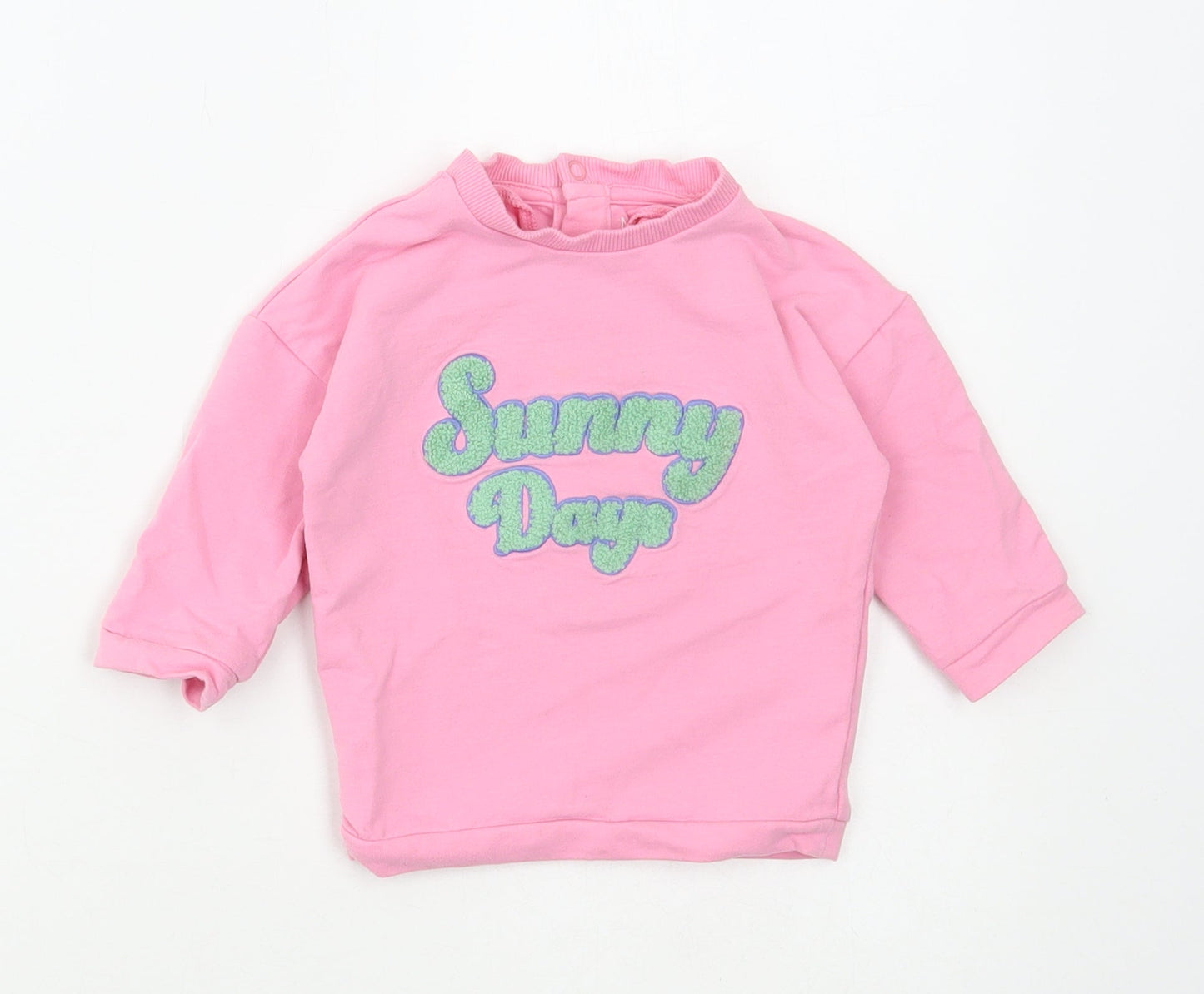 Marks and Spencer Girls Pink Cotton Pullover Jumper Size 3-6 Months Snap - Sunny Days