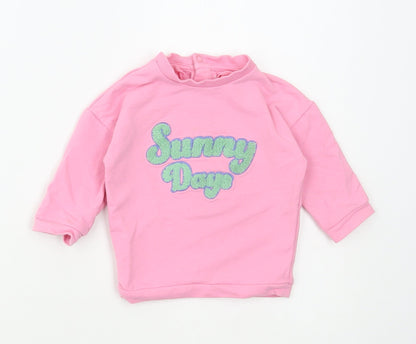 Marks and Spencer Girls Pink Cotton Pullover Jumper Size 3-6 Months Snap - Sunny Days