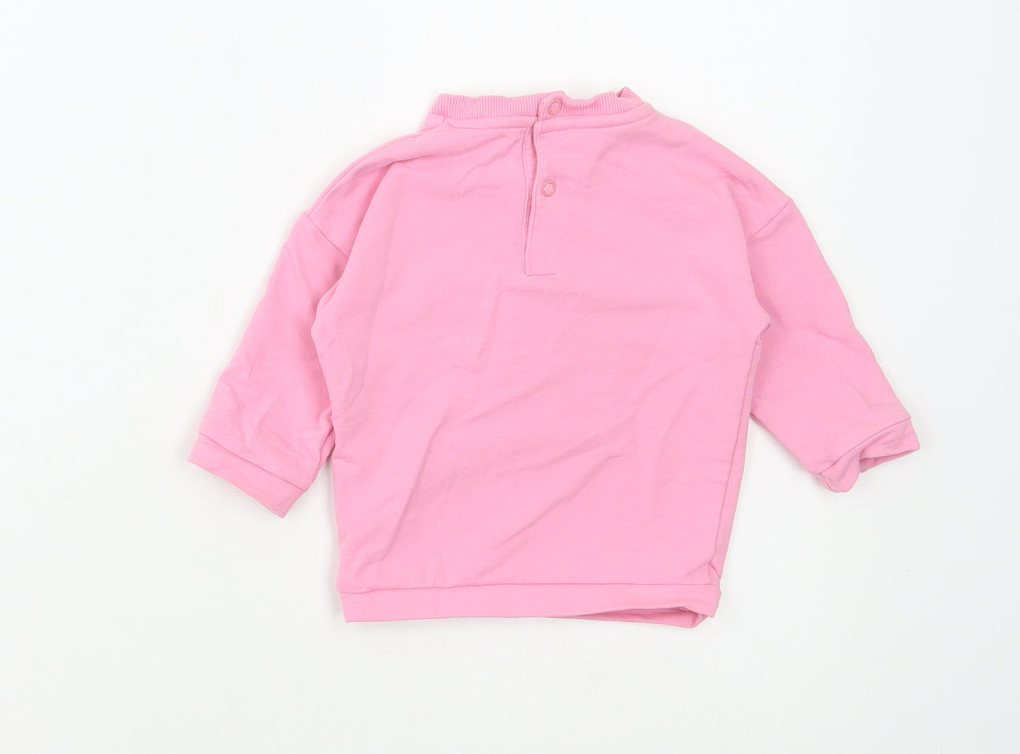 Marks and Spencer Girls Pink Cotton Pullover Jumper Size 3-6 Months Snap - Sunny Days