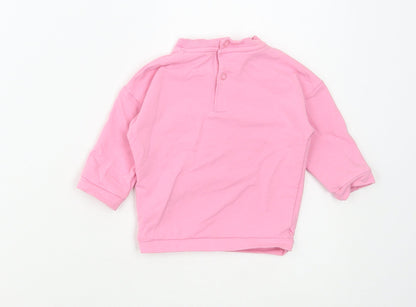 Marks and Spencer Girls Pink Cotton Pullover Jumper Size 3-6 Months Snap - Sunny Days