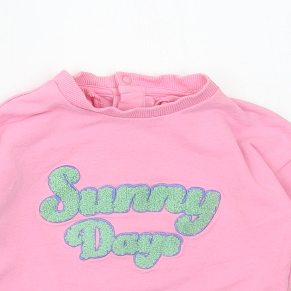 Marks and Spencer Girls Pink Cotton Pullover Jumper Size 3-6 Months Snap - Sunny Days