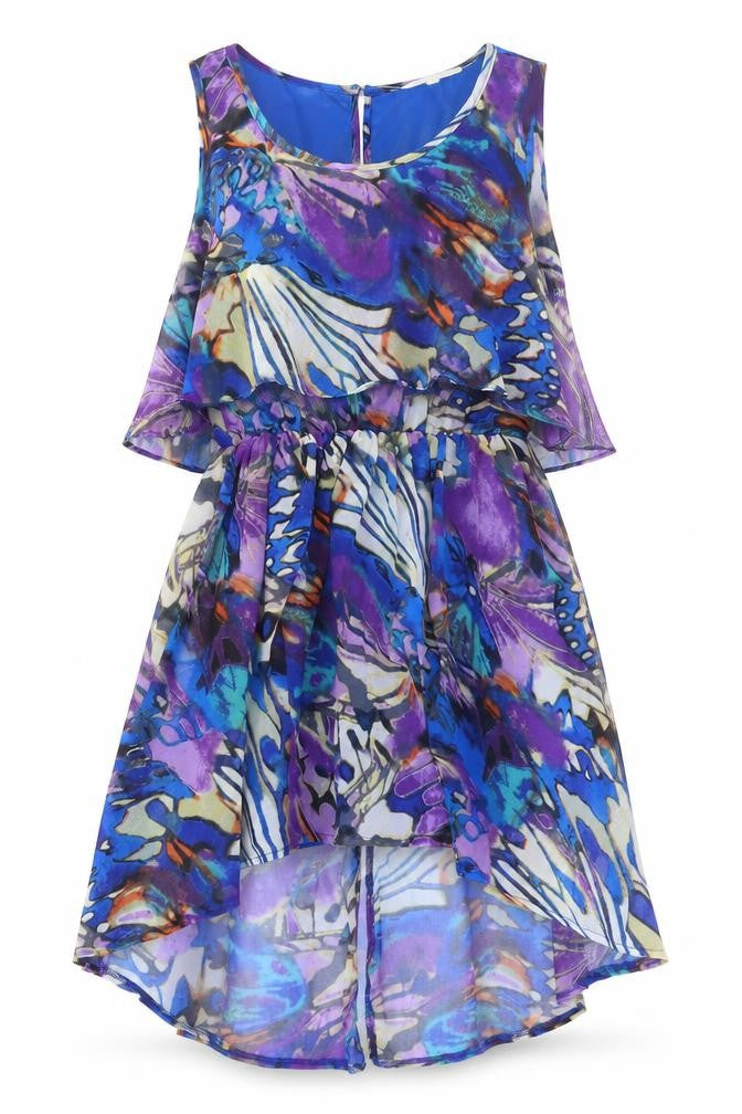 Glamorous Womens Multicoloured Geometric Polyester Fit & Flare Size 8 Round Neck Button