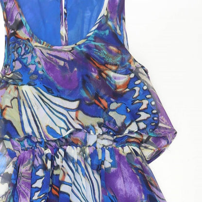 glamourous Womens Multicoloured Geometric Polyester Fit & Flare Size 8 Round Neck Button