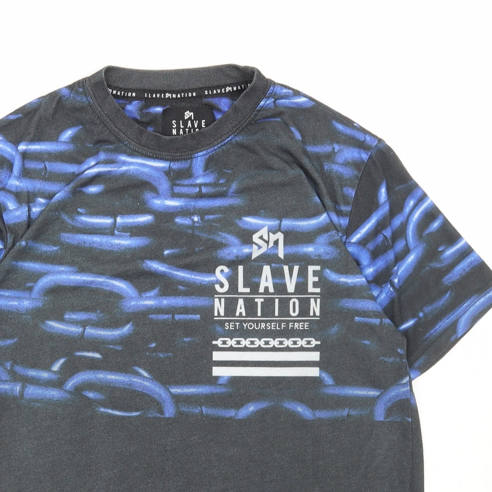 Slave nation Mens Grey Polyester T-Shirt Size S Round Neck