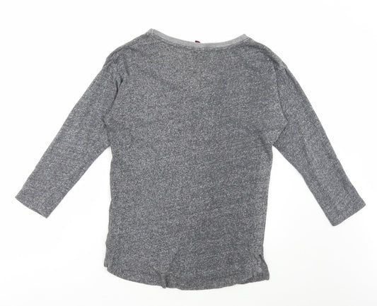 Divided by H&M Womens Grey V-Neck Cotton Pullover Jumper Size XS