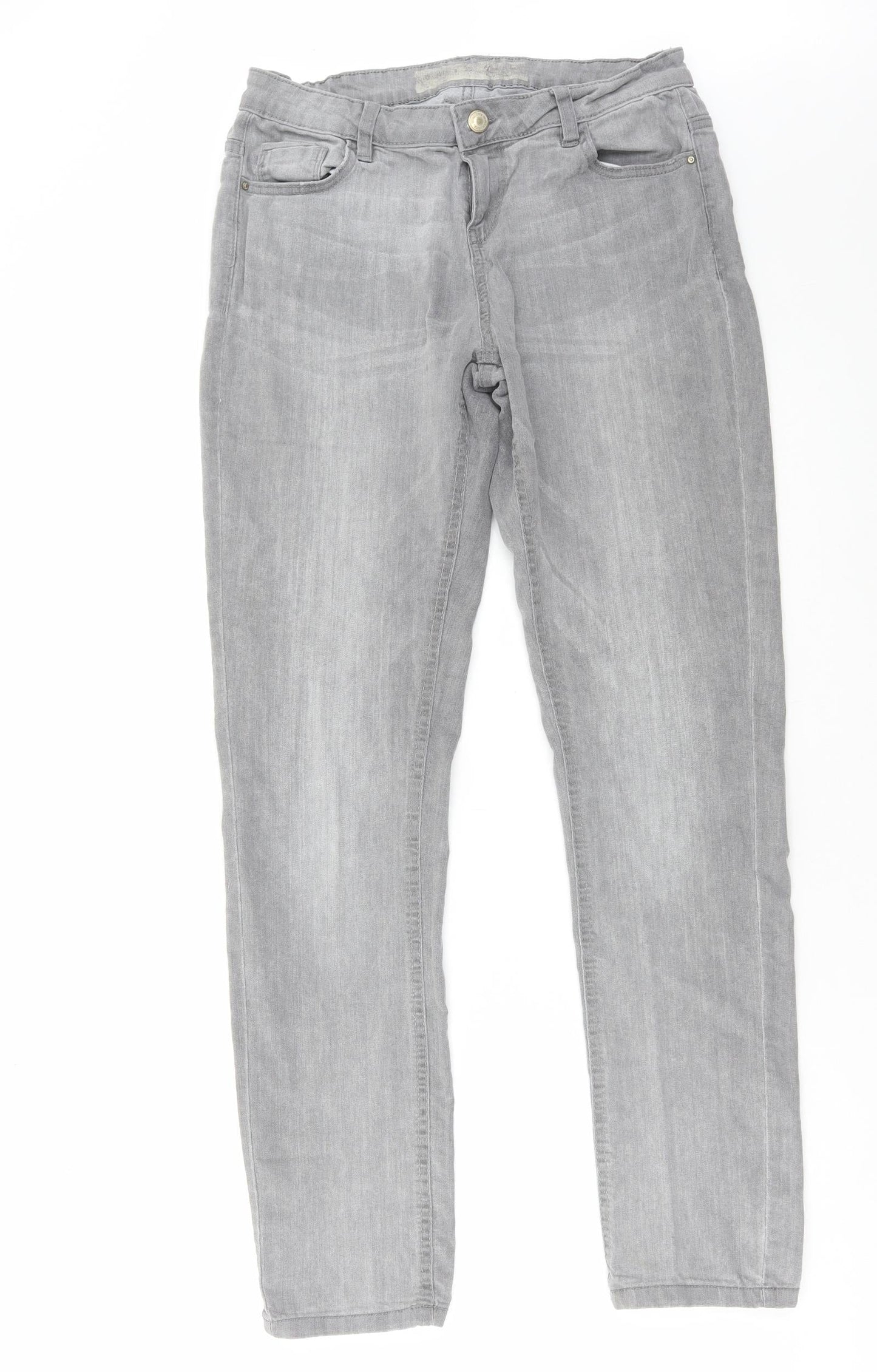 Denim & Co. Womens Grey Cotton Skinny Jeans Size 12 L32 in Regular Zip