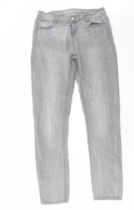 Denim & Co. Womens Grey Cotton Skinny Jeans Size 12 L32 in Regular Zip