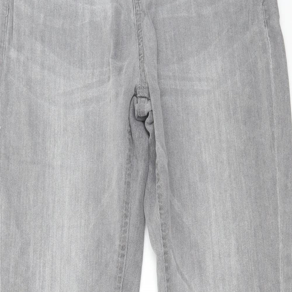 Denim & Co. Womens Grey Cotton Skinny Jeans Size 12 L32 in Regular Zip