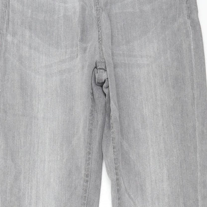 Denim & Co. Womens Grey Cotton Skinny Jeans Size 12 L32 in Regular Zip