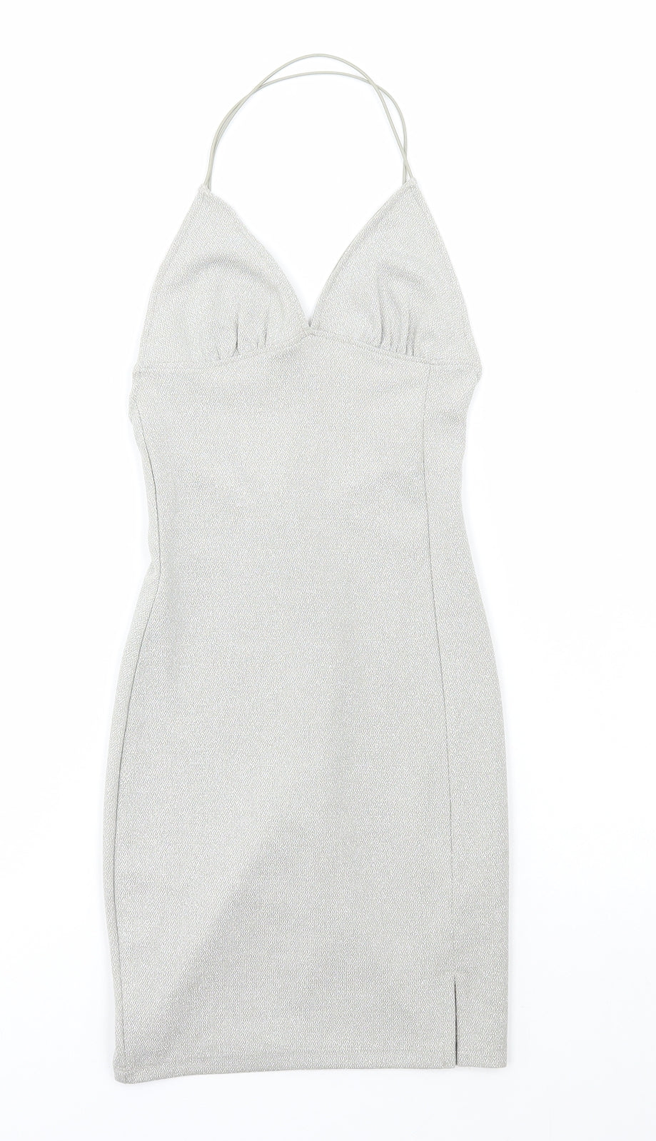 Divided by H&M Womens Silver Polyester Bodycon Size 2XS Halter Pullover