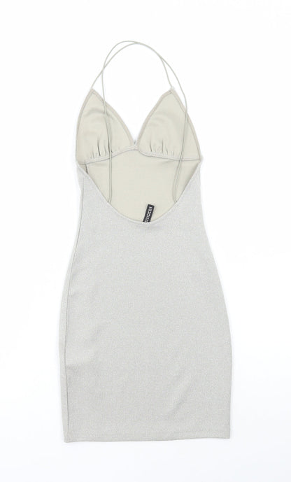 Divided by H&M Womens Silver Polyester Bodycon Size 2XS Halter Pullover
