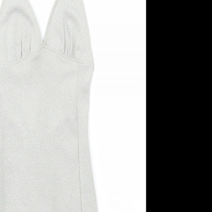 Divided by H&M Womens Silver Polyester Bodycon Size 2XS Halter Pullover