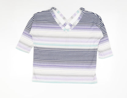 George Womens Multicoloured Striped Polyester Jersey Blouse Size 12 V-Neck - Cross Back