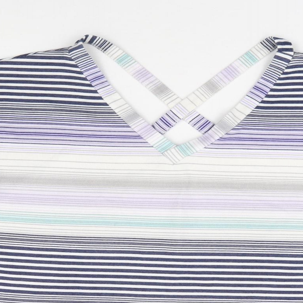 George Womens Multicoloured Striped Polyester Jersey Blouse Size 12 V-Neck - Cross Back