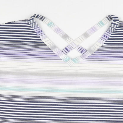 George Womens Multicoloured Striped Polyester Jersey Blouse Size 12 V-Neck - Cross Back
